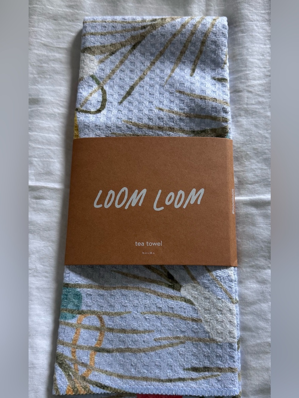 Loom Loom Christmas Ornament Patterned Tea Towel - Light Blue